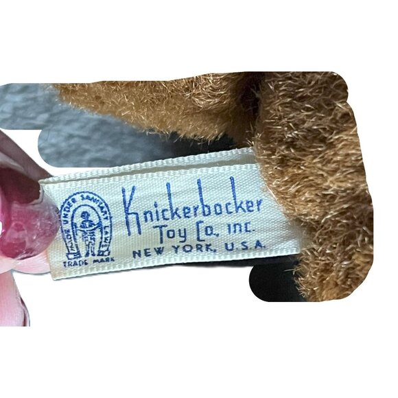 READ Vintage Knickerbocker Pouting Bear Plush Sad Plastic Face Doll 1959 12x11 - Picture 6 of 10